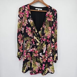 Lovers + Friends Mini Dress Floral Black Pink Feminine Bold Flowy Womens Small